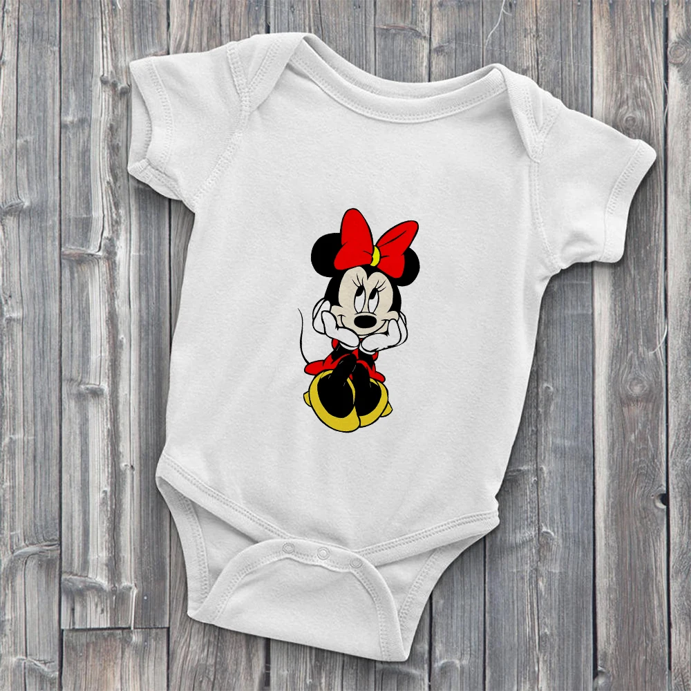 

Disney Minnie Print Bodysuit Newborn Cute Harajuku Fashion Baby Romper New 0-24 Girl Clothes Comfy Soft Toddler Jumpsuits Onesie
