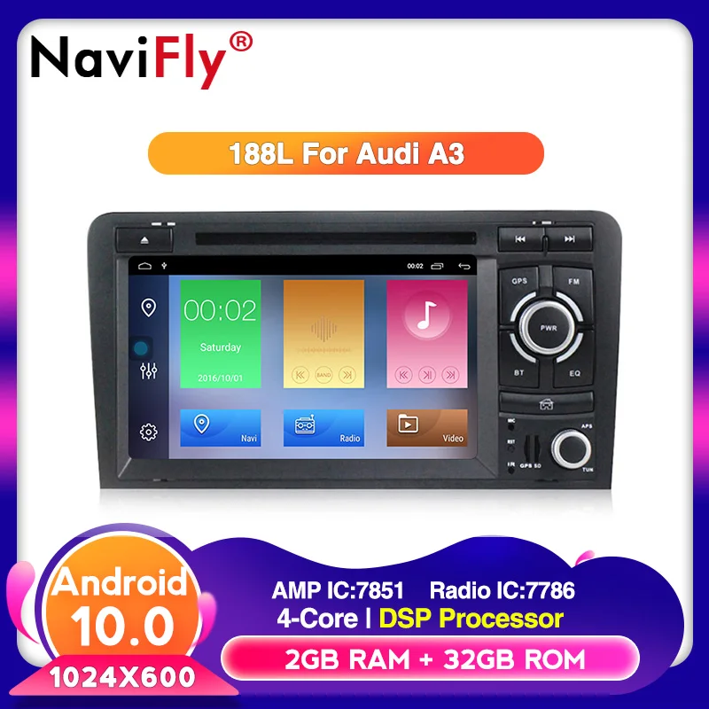 Новинка! Android 10 2din 2 + 32G Автомобильный dvd-плеер GPS навигация для Audi A3 S3 2003-2013