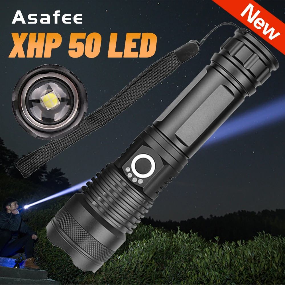 Asafee высоко мощный XHP70 тактический флэш светильник фонарь масштабируемый CREE XLamp