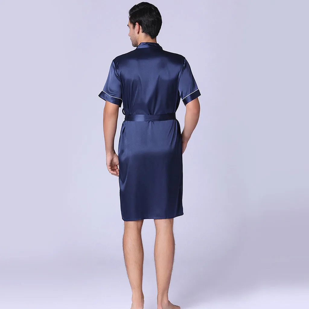 Халат-кимоно Мужской Шелковый с длинным рукавом шелковая пижама для дома