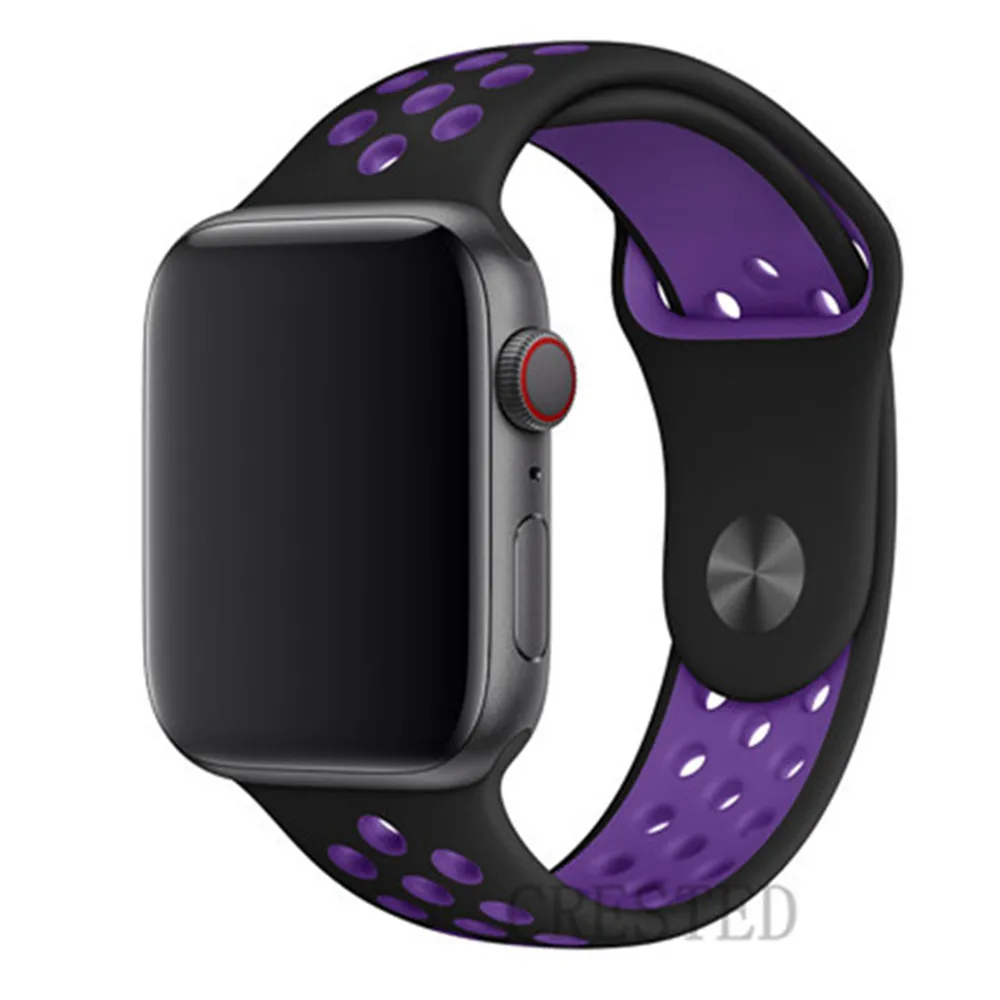 Ремешок для apple watch 5 4 3 ремешок 44 мм/40 мм iwatch ремешок 5 42 мм/38 мм correa силиконовый браслет аксессуары для часов - Цвет ремешка: Black Hyper Grape36