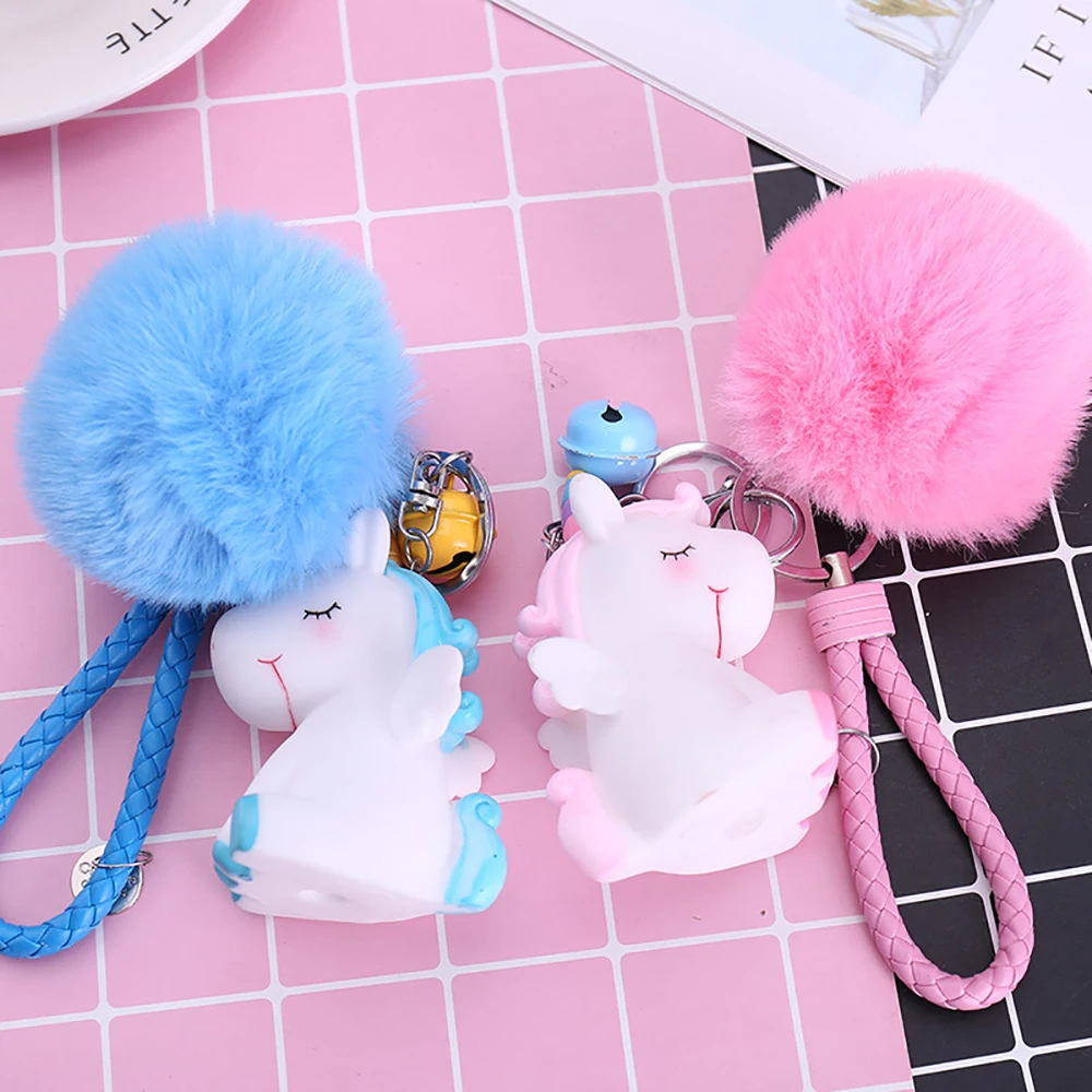 Милый плюшевый брелок в виде единорога Женский пушистый шарик для волос имитация