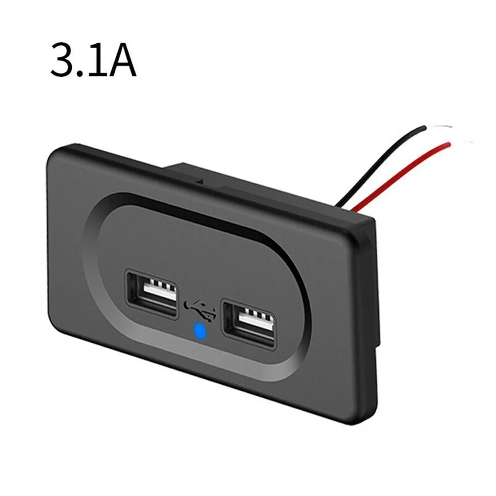 

12V DC5V 3.1A Vehicle Charger Socket For Camping Car Boat Motorhome Caravan w/ Dual USB Ports Modification Accessories