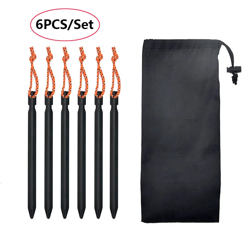 

6 шт Портативный 18 см колышек для палатки для ногтей с веревкой наружный колышек для палатки колышки Кола алюминиевого сплава Пляжная Палат...