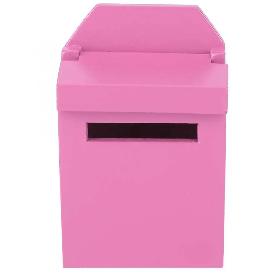 Pink Mailbox 1:12 моделирование Кукольный дом миниатюрный деревянный кукольный домик с мебелью аксессуары игрушки деревянная дверь почтовый ящик детская комната для детская игрушка - Color: Pink Mailbox