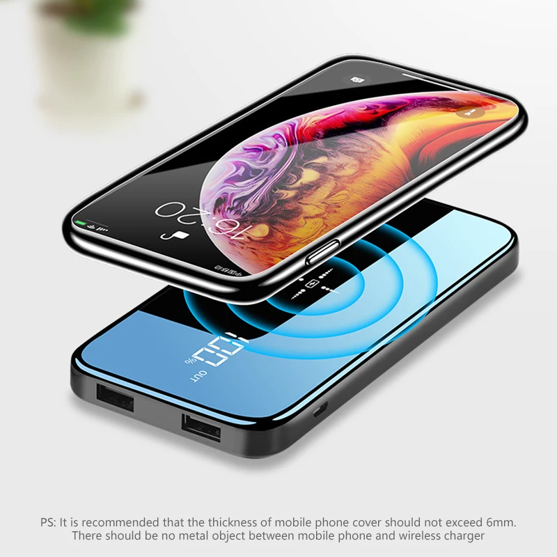 Беспроводной внешний аккумулятор для Xiaomi 20000 мАч быстрая зарядка iPhone 11 Pro Xs Max X XR