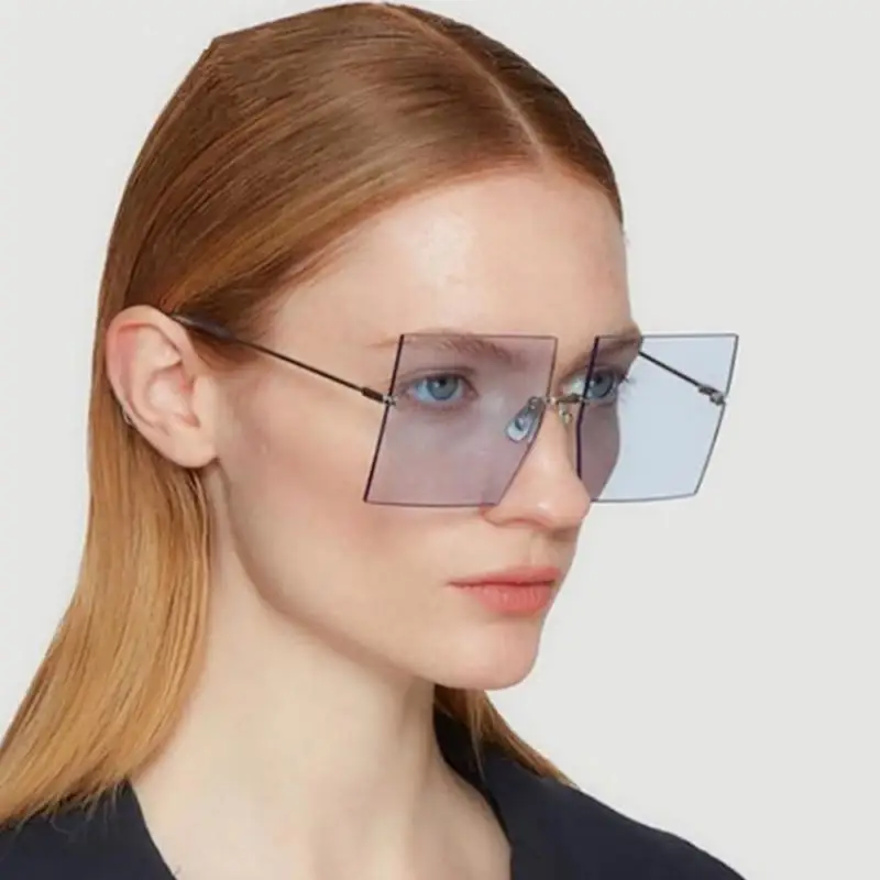 

Fashion Square Sunglasses Vintage Luxury Oversized Rimless Sun Glasses For Female Gradient Glasses PC Sunglass Frame Wholesale