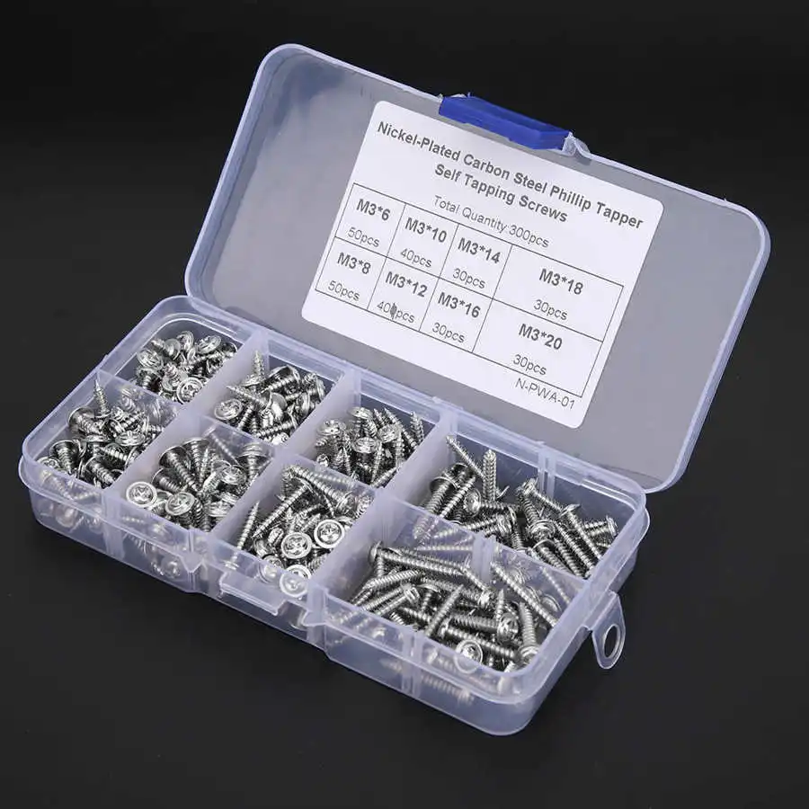300 шт./кор. Самонарезающий винт комплект Резьбовая вставка Никель покрытый