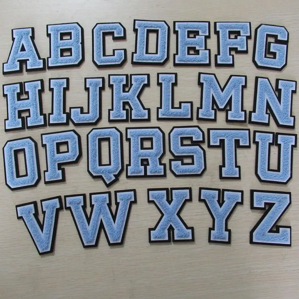 

Custom English alphabet A~Z Chenille Embroidery Patches