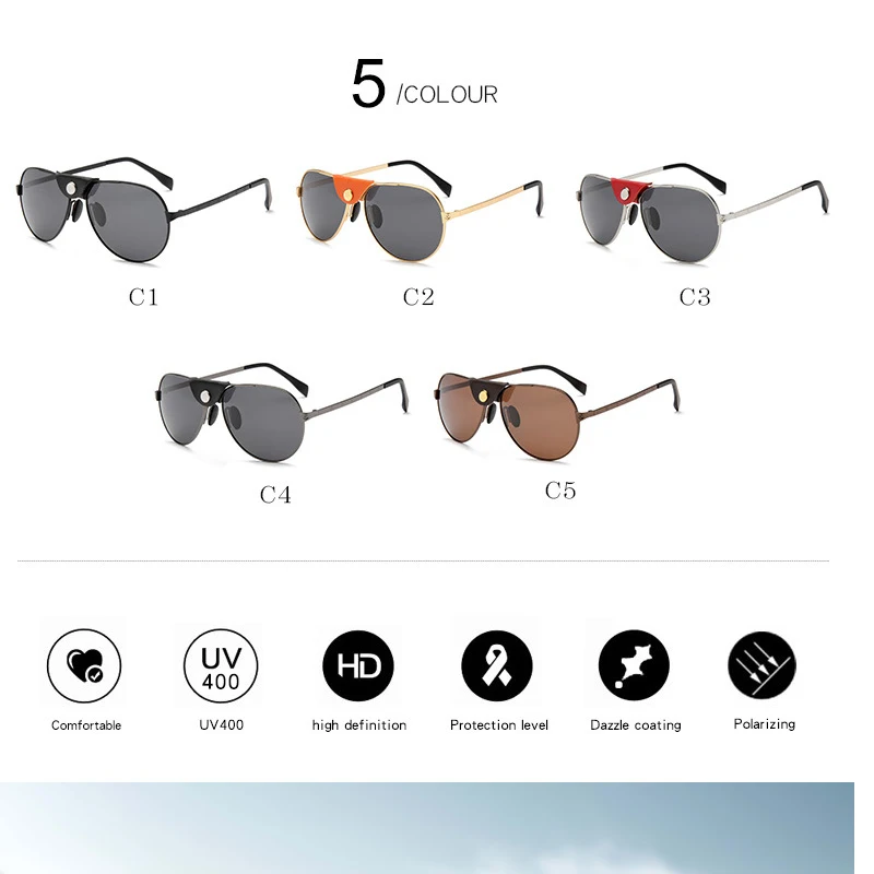 

MIZHO 2021 Pilot Metal Sunglasses Men Polarized Coating Clear Glasses UV Protection oculos Male Eyewear Accessories For Men