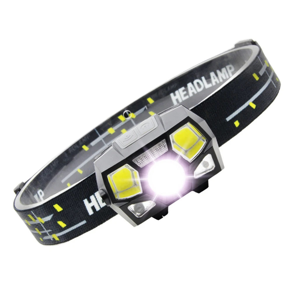

Super Bright Headlamp Sensor Head Torch LED USB Rechargeable 5 Modes Headlight Built-in Rechargeable Battery Night Warning Light