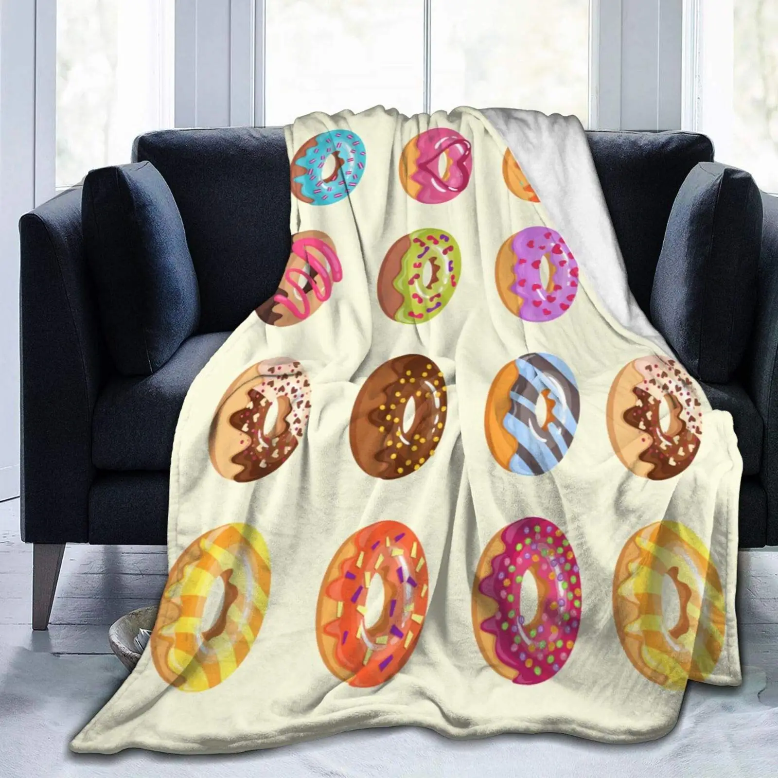 

Sweet Donuts Blanket,Flannel Throw Blanket Ultra Soft Micro Fleece Blanket Bed Couch Living Room 50"X40" for Baby