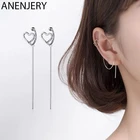 ANENJERY 925 пробы серебро простой изящный сердце Форма клипсы для Для женщин цепи сережки oorbellen pendientes S-E1052
