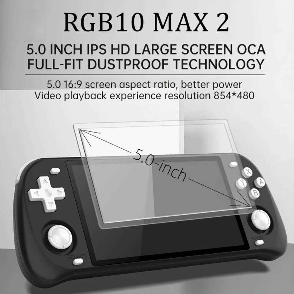 НОВЕЙШАЯ портативная игровая консоль RGB10 MAX 2 четырехъядерный 5 дюймов IPS экран 64