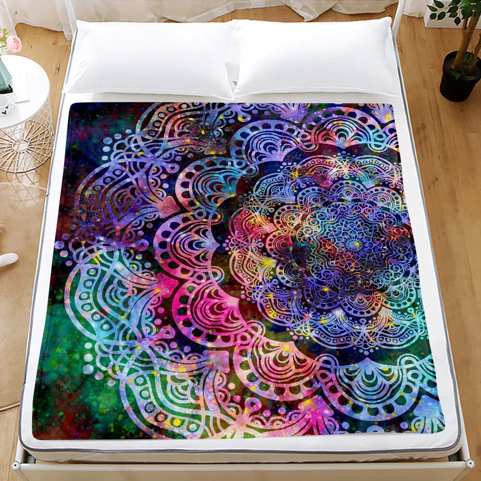 

Bohemian Coral Fleece Blanket Boho Soft Single Layer Flannel Nap Bed Home Sofa Throw s Bedspread Sheet