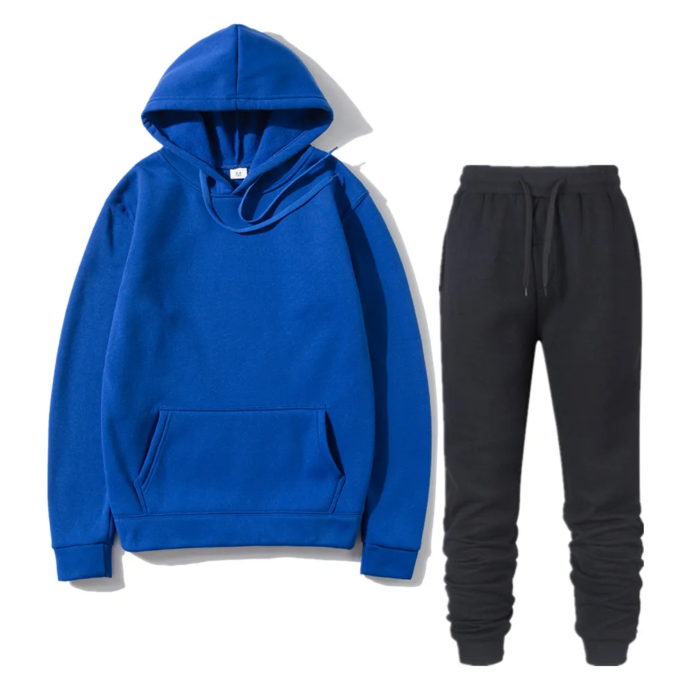 

Brand men's sports and leisure suit new products men's hoodie + sweatpants two-piece sportswear fashion solid color suit men