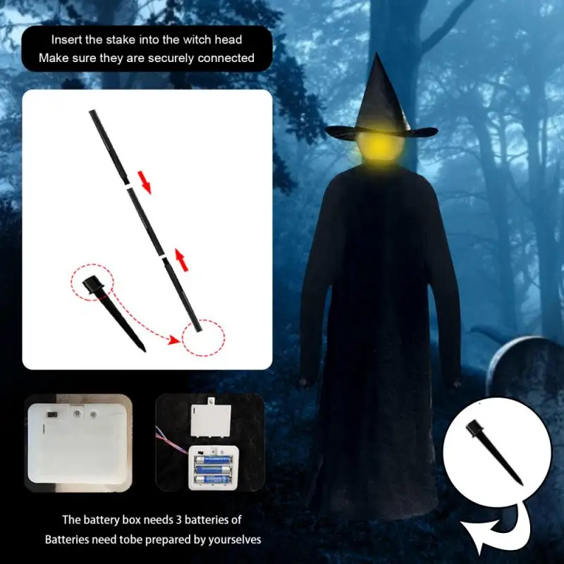 1 Pc Halloween Flying Wizard Cloak Decoration RGB LED Glow Festival Horror Sound Party Atmosphere Ghost Props Home Garden Decor |