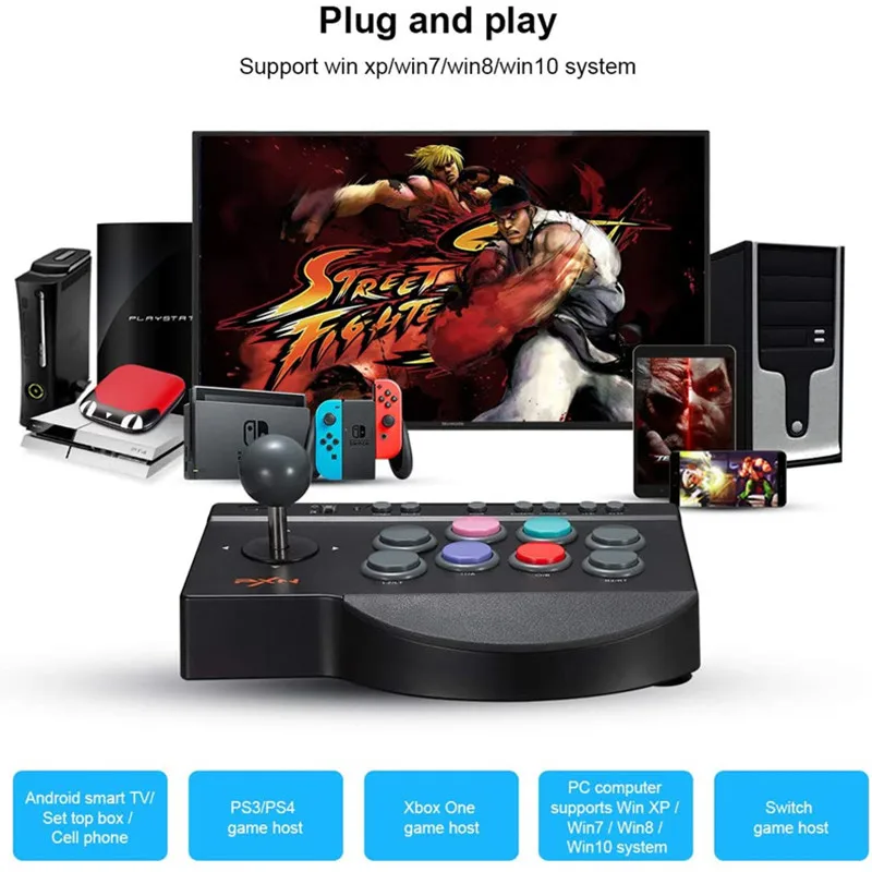PXN-0082 джойстик для ПК PS4 контроллер PS3/Xbox One/Nintendo Switch аркадная боевая игра трость USB