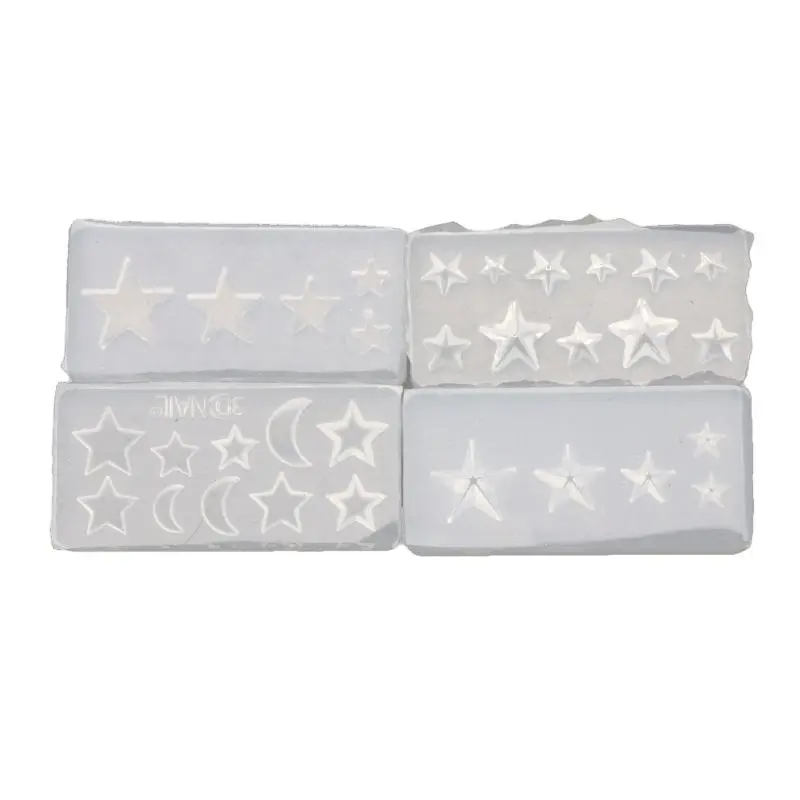 4 шт Луна Звезда дизайн ногтей Силиконовый шаблон формы Плесень Комплект смолы