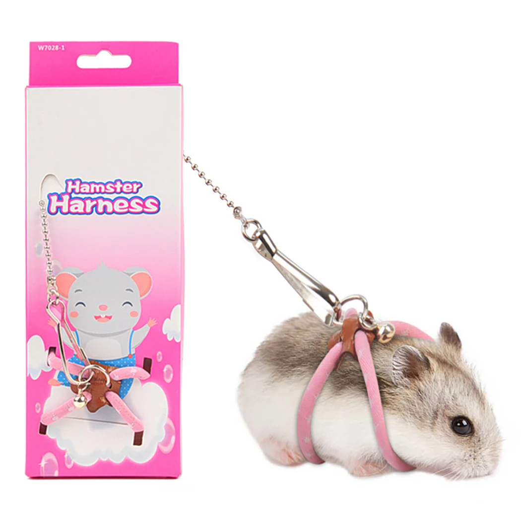

Small Pet Adjustable Soft Harness Bell Leash Set Mouse Hamster Ferrets Rat Pet Pig Leash Hamster Harness Rope Pet Walking Leash