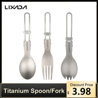 lixada camping folding titanium spoon spork camping tableware picnic spoon outdoor lightweight tableware hiking camping %ec%ba%a0%ed%95%91