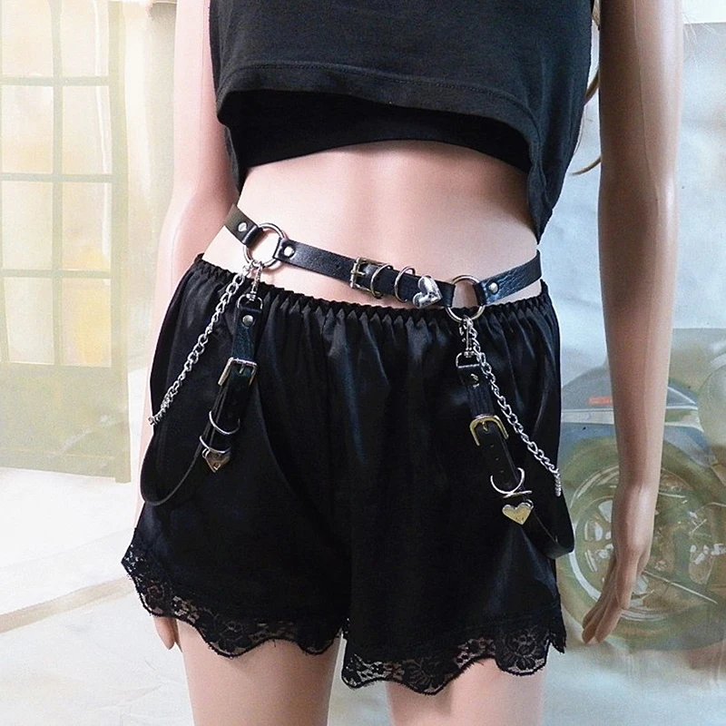 

Love Heart Girl Hiphop Chain Belt Women Sweet Adjustable Disco Dancing Belt Punk Style