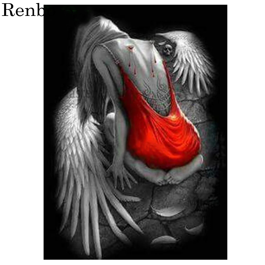 Крылья ангела череп алмазная краска вышивка 5d сделай сам полностью квадратная