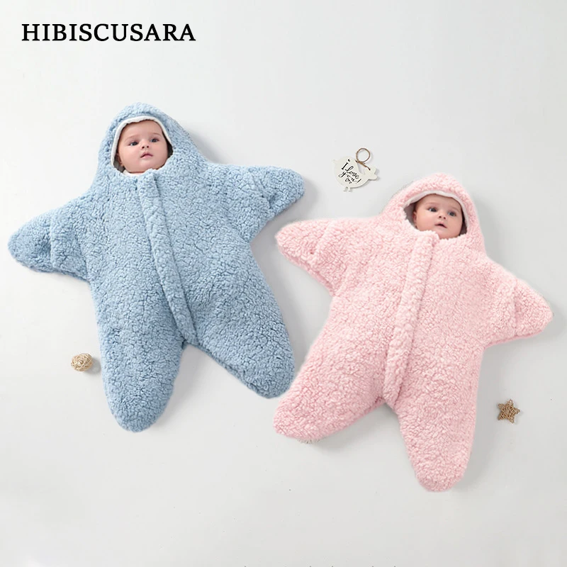 Newborn Baby Winter Warm Sleeping Bags Starfish Stroller Infant Swaddle Fleece Bebe Sleepsacks Thicken Cocoon Cotton Linner