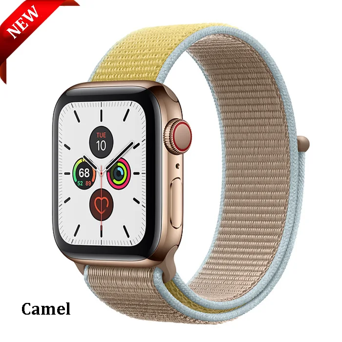 Camel EIMO ремешок для Apple Watch ремешок 44 мм 40 мм Apple Watch 4 5 3 2 1 iwatch ремешок 42 мм 38 мм Спортивная петля нейлоновая петля браслет ремешок для часов - Цвет ремешка: Camel