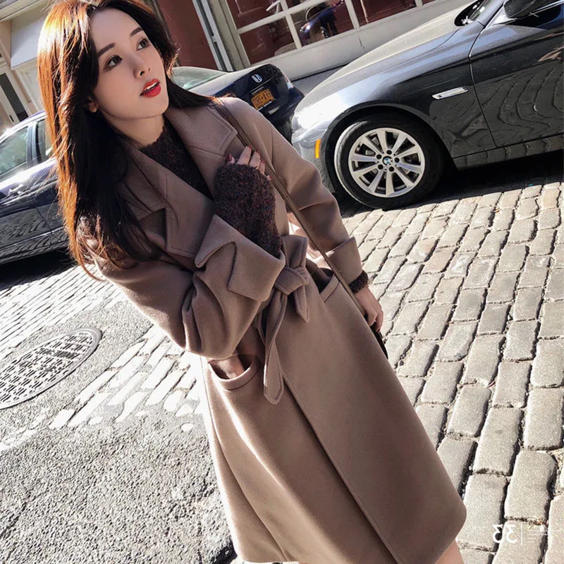 Hot Sale 2019 Fashion Women Artificial Woolen Coat Female Autumn Winter Slim Fit Wool Coats Warm Elegant Windproof IE998 | Женская