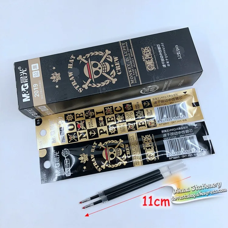 6 шт./лот) M& G one piece Аниме гелевая ручка заправка 0,5 мм нейтральные чернила черные 11 см Канцелярские Принадлежности для офиса и школы Пишущие принадлежности M2019