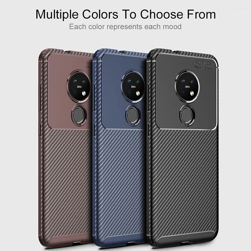 

KEYSION Phone Case for Nokia 7.2 6.2 4.2 3.2 2.2 X71 Carbon Fiber Silicone ShockProof Back Cover for Nokia 8.1 7.1 6.1 5.1 Plus
