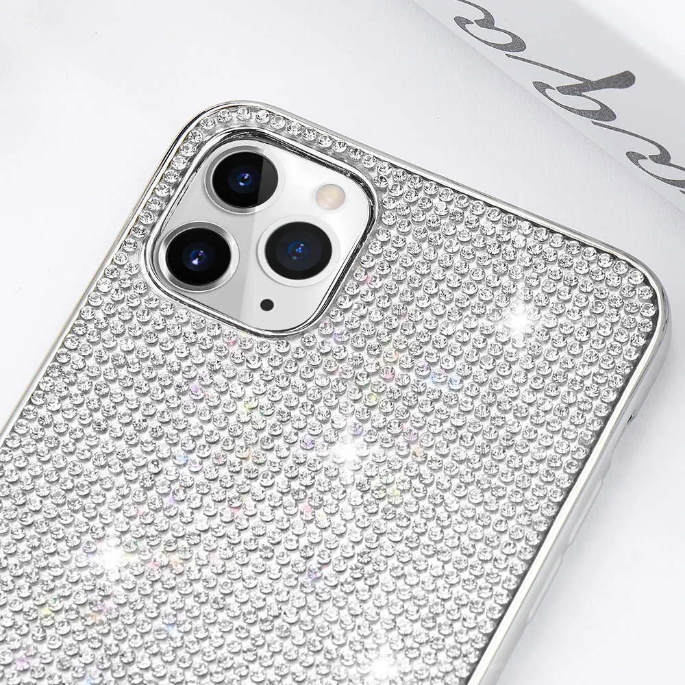 

Hard PC Glitter Bling Rhinestone Case for Iphone 11 12 Pro Max X Xr Xs Crystal Case for Iphone 8 7 Plus 6 6s SE2 2020 12 Mini