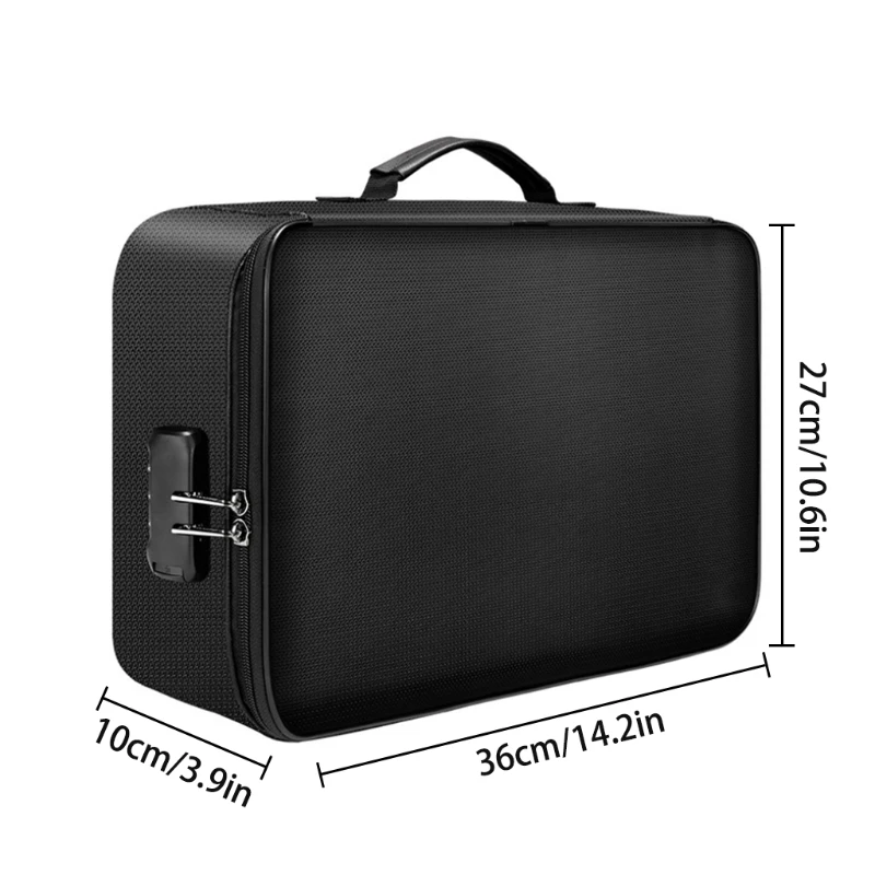 

File Organizer Bags Fireproof Document Bag with Password Lock Multi-Layer Portable Filing Storage for Passport ID