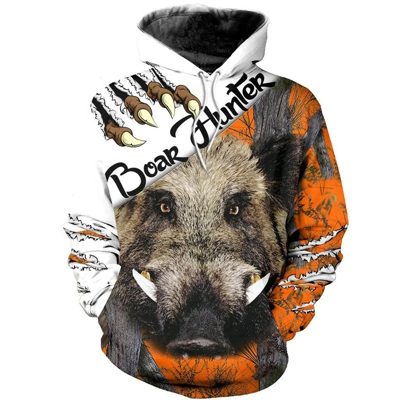 

Wild Boar Rhino Dog Hunting Rabbit 3D Printing Men's Hoodie Hunting Hunter Ladies Sweatshirt Casual Hip-Hop Shirt Clothing