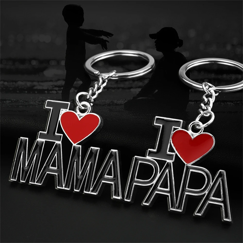 

Металлические брелки с надписью «I Love Mama/Papa», подвеска для ключей, подарок на день матери/отца, аксессуары, рождественский подарок