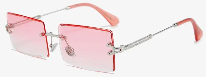 C2 gradient pink Розовые фиолетовые Солнцезащитные очки женские тонированные прямоугольные без оправы с кристаллами градиентные солнцезащитные очки для женщин винтажные оттенки Прямая поставка - Цвет линз: C2 gradient pink