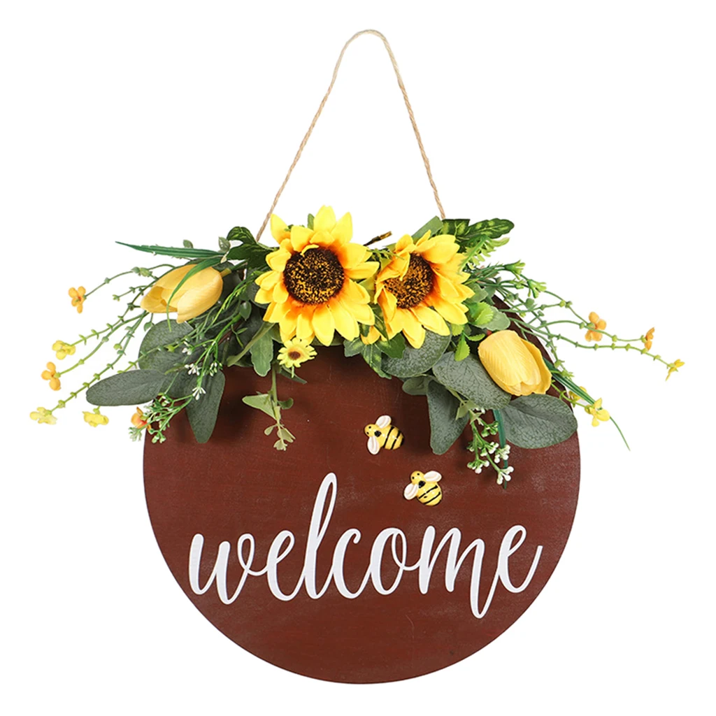 

Wood Round Plaque Door Sign Garland Garland Living Room Home Decoration