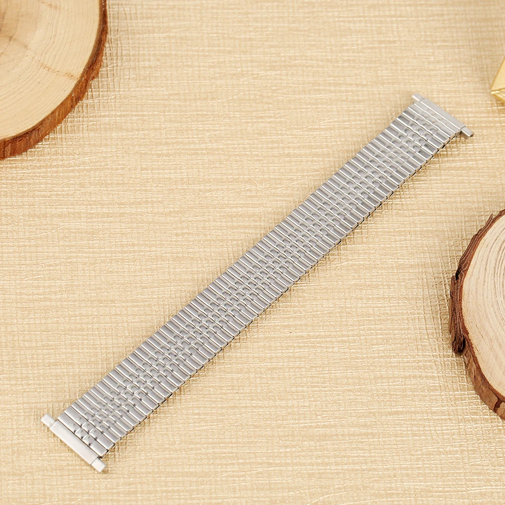 Premium Elastic Silver Watch Strap 22MM Stainless Steel Watchband No Buckle Metal Replacement Wristwatch Band Replace Bracelet