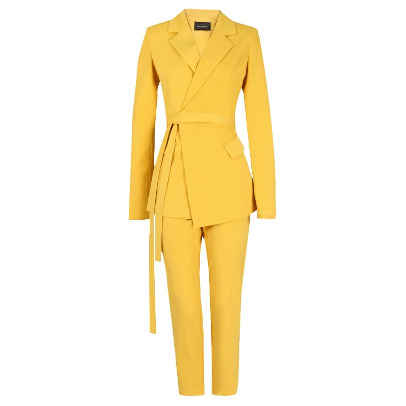 

Early Autumn 2020 High-end European and American Fashion Women's Clothing Temperament Show Thin Long Sleeve Two Suit Woman