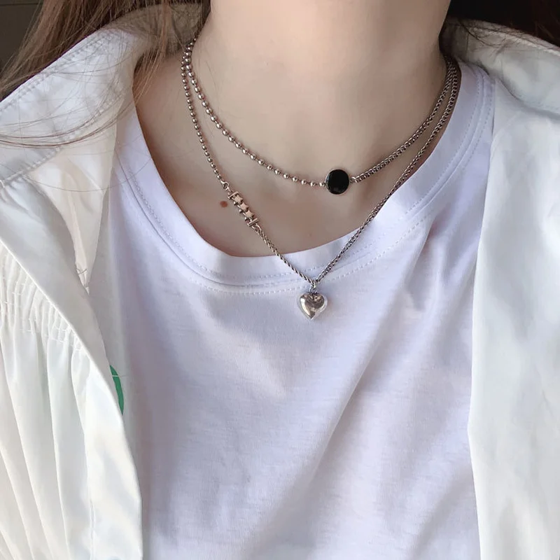 

Асимметричное ожерелье 925 из серебра любовь, сердце, звезды пробы, тайская серебряная подвеска пробы, цепочка, круглые бусины