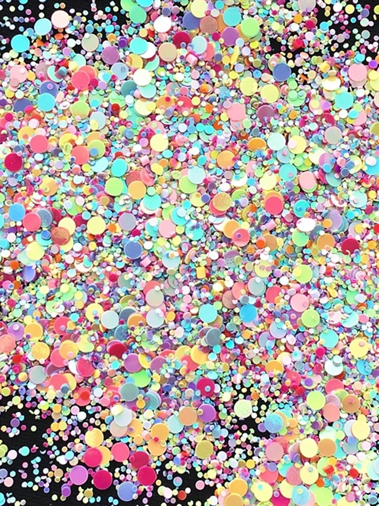 Разноцветные пайетки разных размеров 2000 шт. из ПВХ в виде плоских точек блестки