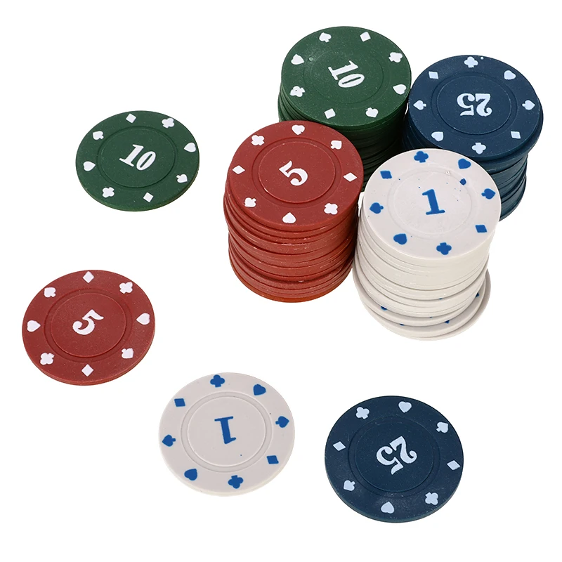 

100Pcs Texas Poker Chip Double Side Printed Poker Chips Digital Chips Casino Entertainment Dollar Coins