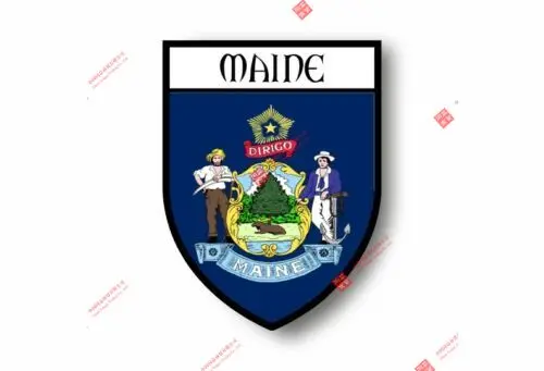 

Interesting Car Stickers Decal Souvenir Vinyl Car Shield City Flag World Crest Usa Maine Car Window Body Decorative Stickers