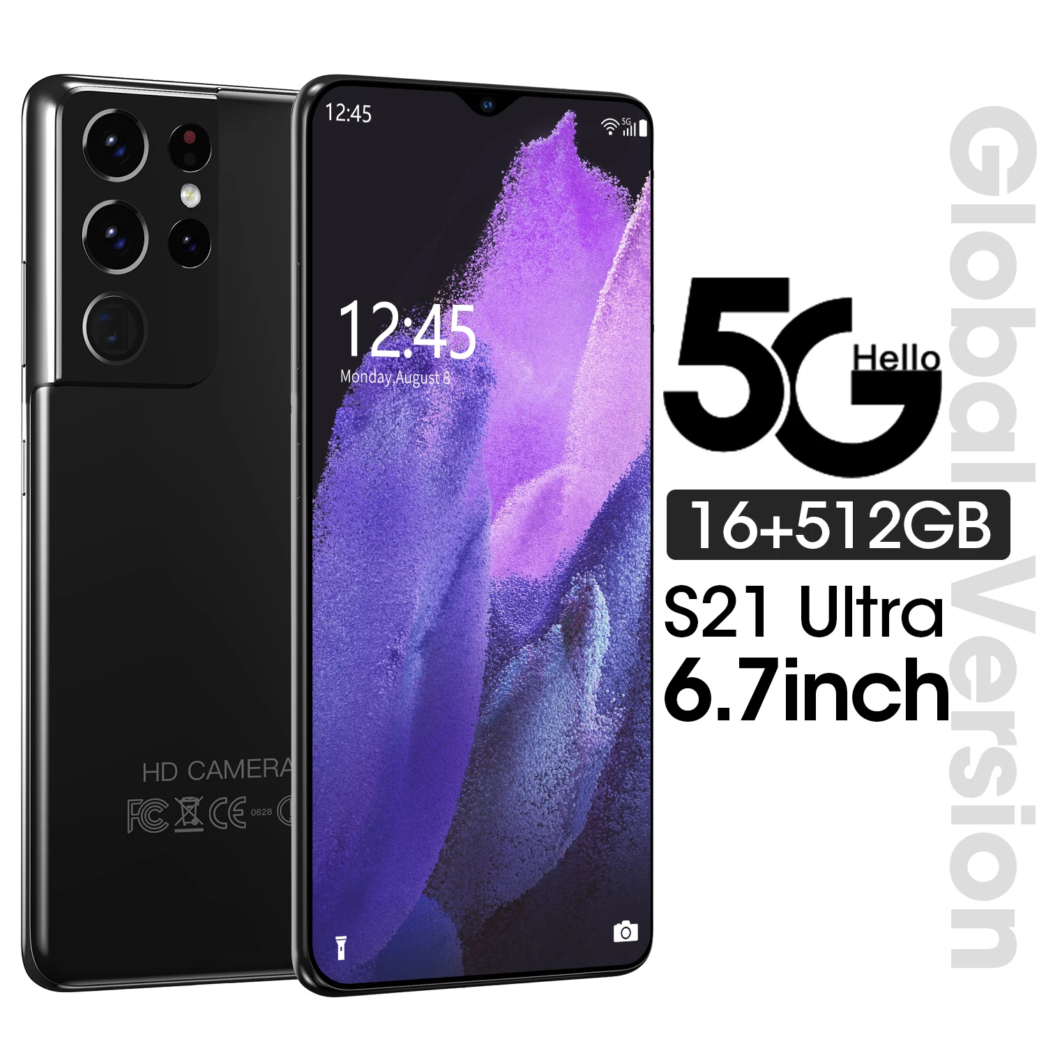

Дешевый телефон S21, ультратонкий телефон, смартфон, Qualcomm 888, 6800 мАч, 6,7 дюйма, 4G, 16 ГБ, 512 ГБ, сотовый телефон Android 11