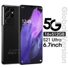Дешевый телефон S21, ультратонкий телефон, смартфон, Qualcomm 888, 6800 мАч, 6,7 дюйма, 4G, 16 ГБ, 512 ГБ, сотовый телефон Android 11