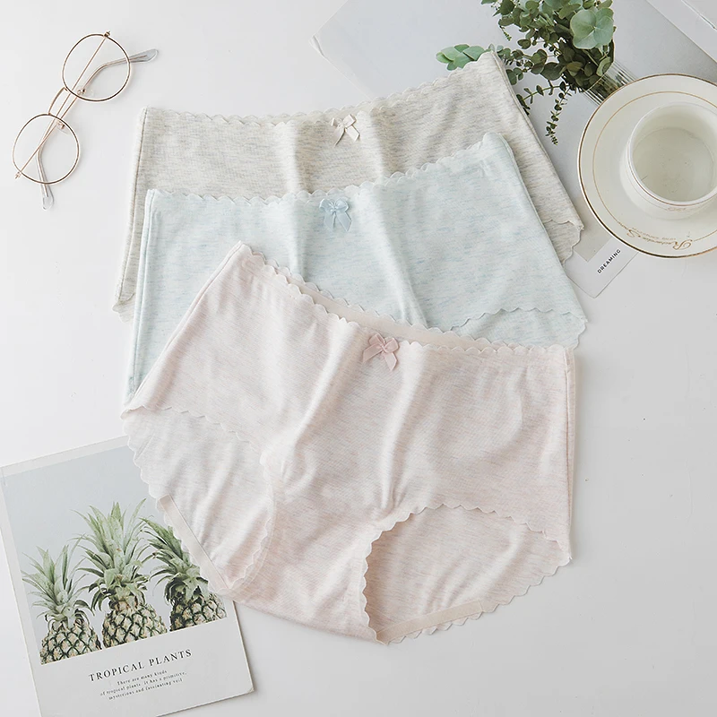 Бесшовное нижнее белье из чистого хлопка женские цельные трусики со средней