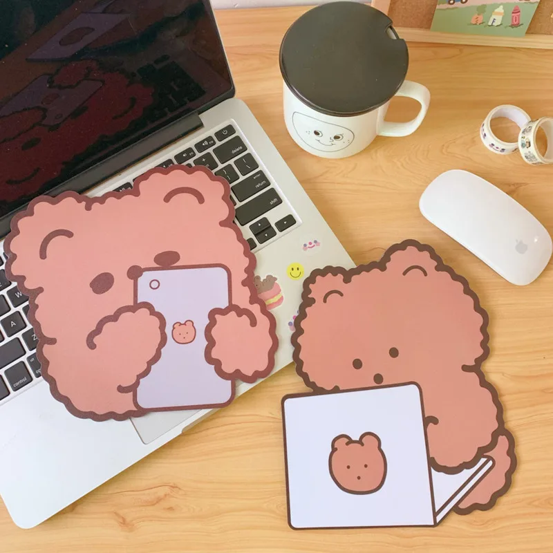 Симпатичный мультяшный коврик для мыши с шоколадным медведем резиновый