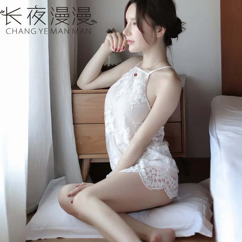 

Sexy Nightdress Sleepwear Women Lingerie Silk Satin nightie Nightgown Sleeveless Sling Nightwear Home Dress