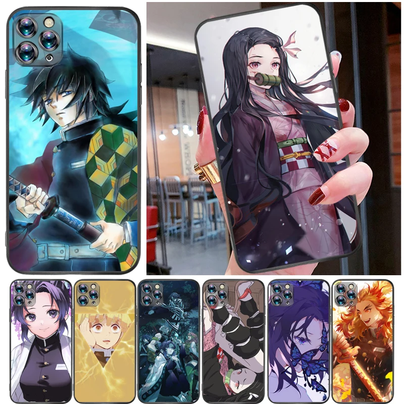

Demon Slayer Agatsuma Zenitsu Kimetsu No Yaiba Kamado Tanjirou Kamado Nezuko Phone Case For iPhone 11 Pro MAX Funda Carcasa